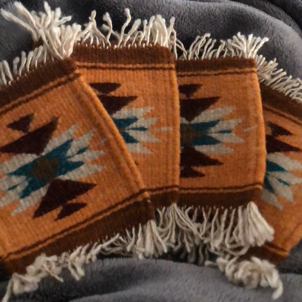 NATIVE AMERICAN COASTERS OR SHELF DECOR (4)